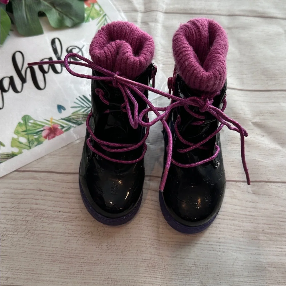 Vamparina Light Up Black and Purple Kids' Boots with Pink Laces